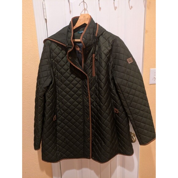 Ralph Lauren Quilted Hooded Below The Waist Jacket Coat SizeXXL Green